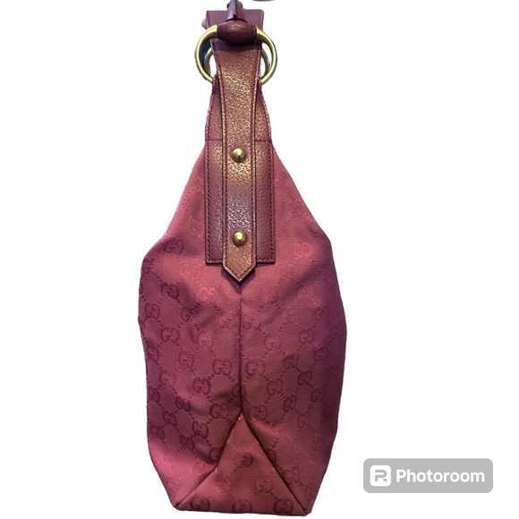 Gucci Vintage Medium Pink GG Canvas Horsebit Handle Shoulder Bag Handbag Tote - Picture 3 of 15